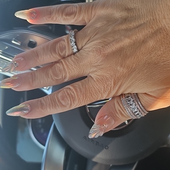 #5.Huitan Luxury Two-Tone Wide Ring Full Brilliant Cubic Zirconia Exquisite - Picture 7 of 7